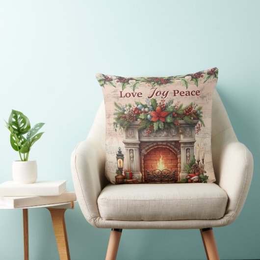 Love, Joy, Peace Throw Pillow クッション (椅子)