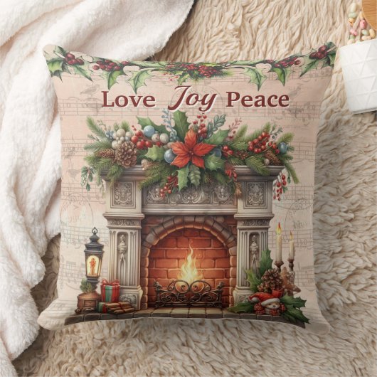 Love, Joy, Peace Throw Pillow クッション (ブランケット)