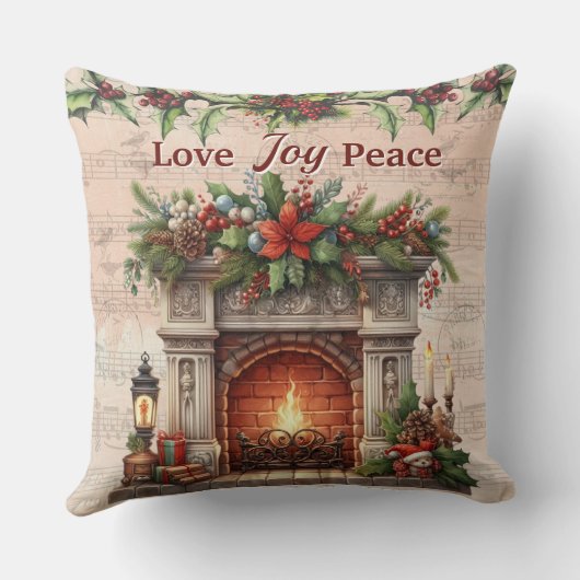 Love, Joy, Peace Throw Pillow クッション (裏面)