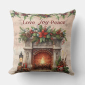 Love, Joy, Peace Throw Pillow クッション (正面)