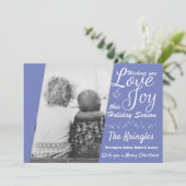 Love & Joy Periwinkleクリスマスホリデーフォトカード シーズンカード (スタンド正面)