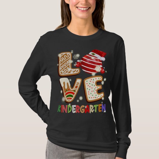 Love Kindergarten Teacher Students Christmas Tシャツ (正面)