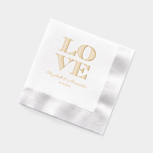 LOVE L-O-V-E ４文字の四角い名前で並べ替え 箔ナプキン (左)
