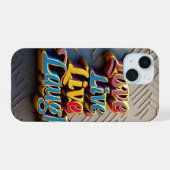 "Love Laugh Live ポスター" iPhone 15ケース (裏面横)