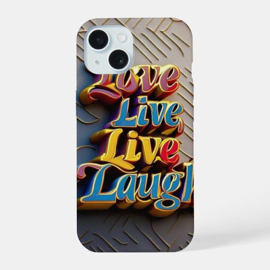 "Love Laugh Live ポスター" iPhone 15ケース (裏面)