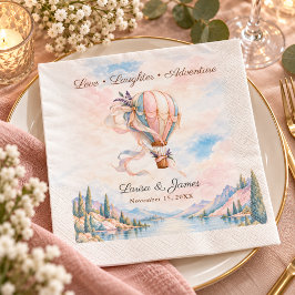 Love Laughter Adventure Hot Air Balloon Wedding スタンダードランチョンナプキン