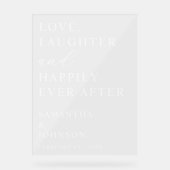 Love, Laughter & Happily Ever After Custom Wedding アクリルサイン (正面)