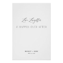 Love Laughter Happily Ever After Wedding Sign ポスター