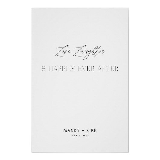 Love Laughter Happily Ever After Wedding Sign ポスター (正面)