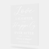 Love Laughter & Happily Ever After Wedding Welcome アクリルサイン (傾斜)