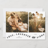Love Laughter Light Christmas Photo White シーズンカード (正面)