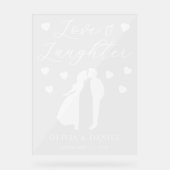Love & Laughter Personalized Wedding Reception アクリルサイン (正面)