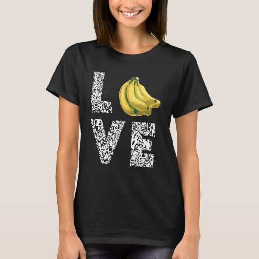 Love Leopard Banana Vegan Food Summer Fruit Vegeta Tシャツ (正面)