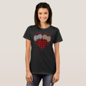 Love Leopard Buffalo Red Plaid Heart Happy Valenti Tシャツ (正面フル)
