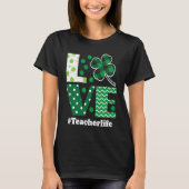 Love Leopard Shamrock Teacher Life St Patrick Day Tシャツ (正面)