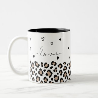 Love Leopardenmuster Tasse mit Herzen ツートーンマグカップ
