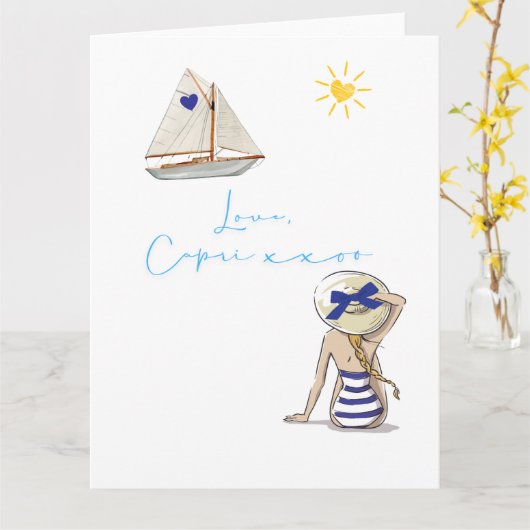 Love Letter Design - Love, Capri xxoo カード (黄色い花)