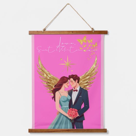 Love Letter Design - Love, Saint Valentine xxoo 吊り下げ型タペストリー (正面)