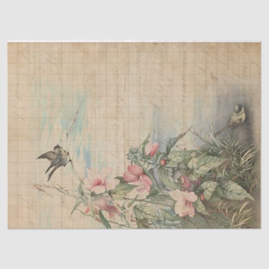 Love Letter with Hibiscus Decoupage | Tissue Paper 薄葉紙 (正面)