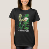 LOVE Librarian Life Gnome Leopard Shamrock St Patr Tシャツ (正面)