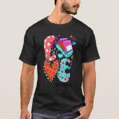 LOVE Librarian Life Leopard Heart Valentine's Day  Tシャツ (正面)