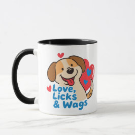 Love, Licks & Wags Happy Smiling Dog Lover Coffee  マグカップ