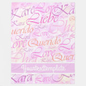 Love,liebe,kara,cher,karee,querido,文字,バラ,祭典 フリースブランケット (正面)
