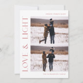 Love & Light エレガント Red 6 Photo Collageクリスマス シーズンカード (正面)