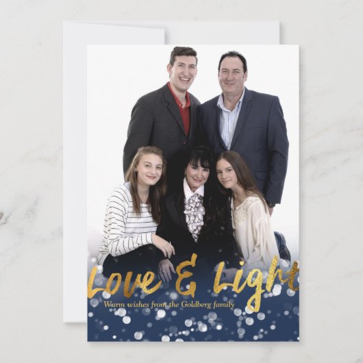 Love & Light | Faux Foil Lovely Hanukkah Photo シーズンカード (正面)