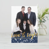 Love & Light | Faux Foil Lovely Hanukkah Photo シーズンカード (スタンド正面)