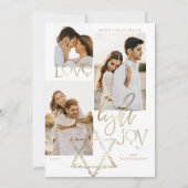 Love Light Joy Star David Hanukkahフォトコラージュ シーズンカード (正面)
