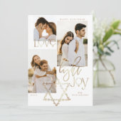 Love Light Joy Star David Hanukkahフォトコラージュ シーズンカード (スタンド正面)