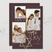 Love Light Joy Star David Hanukkahフォトコラージュ シーズンカード (正面/裏面)