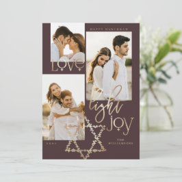 Love Light Joy Star David Hanukkahフォトコラージュ シーズンカード