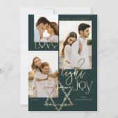 Love Light Joy Star David Hanukkahフォトコラージュ シーズンカード (正面)
