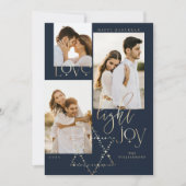 Love Light Joy Star David Hanukkahフォトコラージュ シーズンカード (正面)