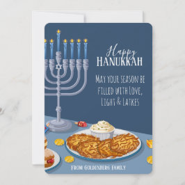 Love Light Latkes Hanukkah Menorah & Dreidel Art シーズンカード