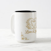 Love & Light Mug - Gold Swans Heart Design | 15 oz ツートーンマグカップ (正面左)
