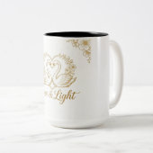 Love & Light Mug - Gold Swans Heart Design | 15 oz ツートーンマグカップ (正面右)