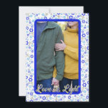 Love & Light Photo Hanukkahカード シーズンカード<br><div class="desc">写真ハヌカーのカードとLove & Lightグリーティングと手書きの背景パターン。</div>