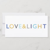 Love & Light Typography ハヌカ ポストカード (裏面)