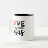 LOVE like JESUSデザイン-感動的 Christian ツートーンマグカップ (正面左)