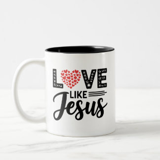 LOVE like JESUSデザイン-感動的 Christian ツートーンマグカップ
