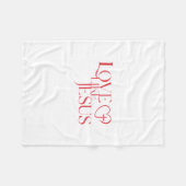 Love Like Jesus Button with Cross inside a Heart フリースブランケット (正面(横))