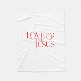 Love Like Jesus Button with Cross inside a Heart フリースブランケット