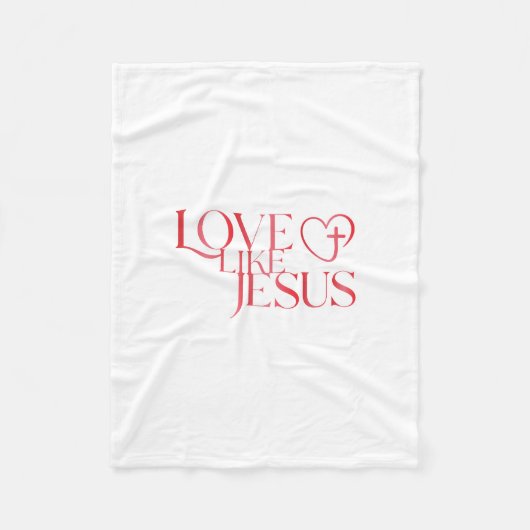 Love Like Jesus Button with Cross inside a Heart フリースブランケット (正面)