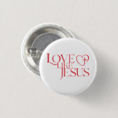 Love Like Jesus Button with Cross inside a Heart 缶バッジ (正面&裏面)