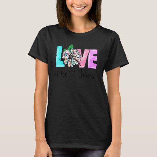 Love Like Jesus Christian Faith Bible God Prayer R Tシャツ (正面)