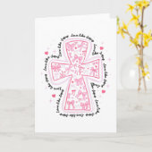 Love Like Jesus Coquette Heart Cross Christian Val カード (黄色い花)