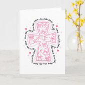 Love Like Jesus Coquette Heart Cross Christian Val カード (黄色い花)